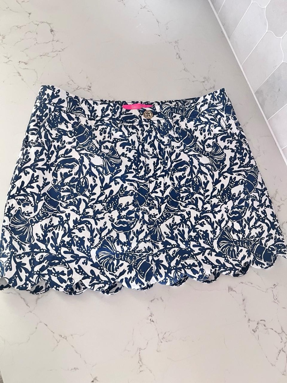 Lilly Pulitzer Blue & White Lobster Scallop Hem Skort